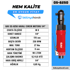 GAV OS-8250 Havalı Cırcır Motoru 1/4''