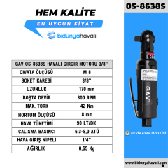 GAV OS-8638S Havalı Cırcır Motoru 3/8''