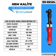 GAV OS-8212L Havalı Cırcır Motoru 1/2''