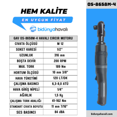 GAV OS-8658M-4 Havalı Cırcır Motoru 1/2''