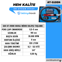 GAV OS-8100K Havalı Mikro Kalıpçı Taşlama Seti
