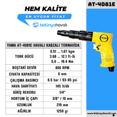 YAMA AT-4081E Havalı Kabzalı Tornavida Dıştan Tork Ayarlı 6 mm